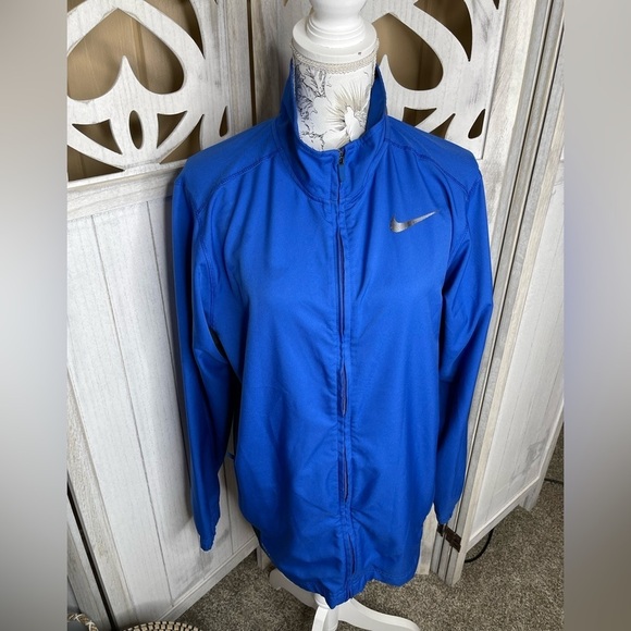 Nike Jacket Adult S Small Blue Dri-Fit Logo Full Zip Activewear Running - Picture 1 of 6